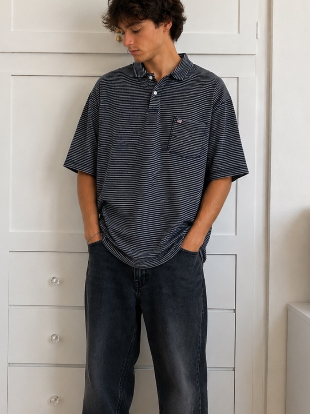 Vintage Ralph Lauren Polo Jeans Striped Polo Shirt XL Y2K Oversized